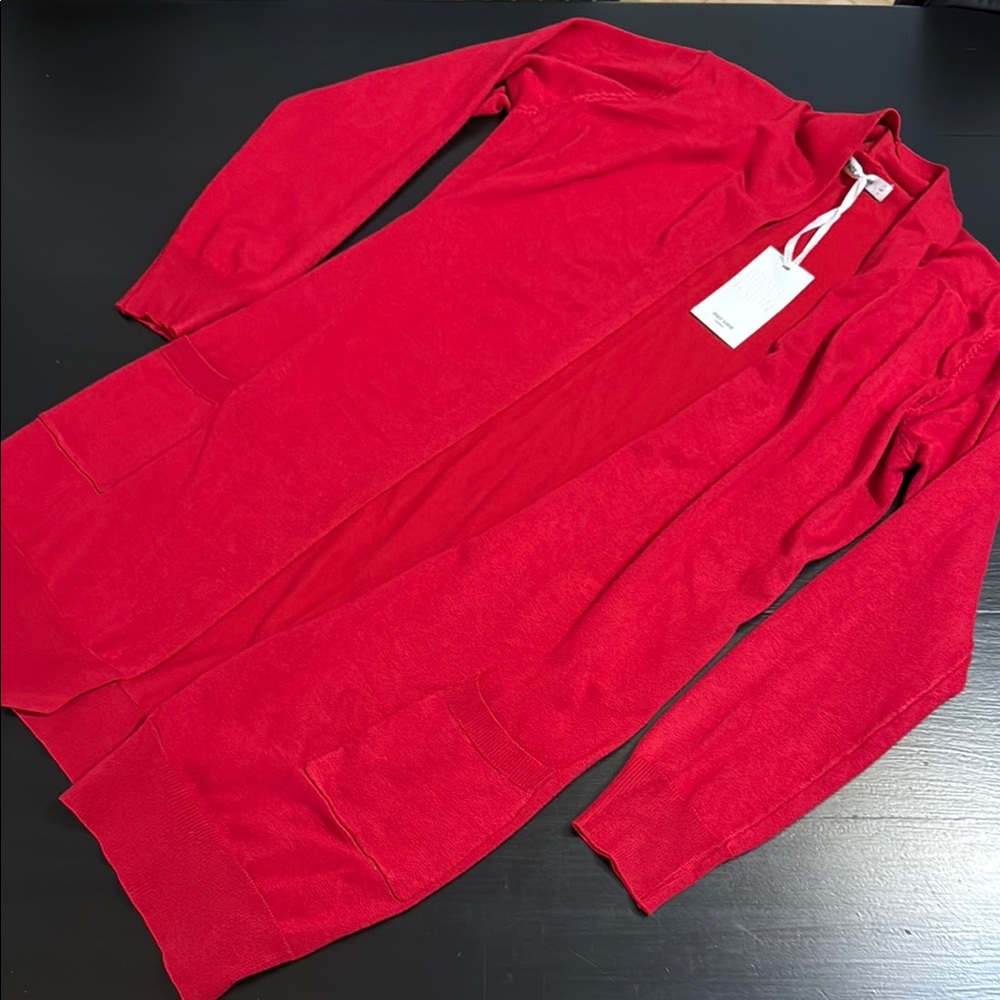 Grace Karin Red Open-Front Long Cardigan